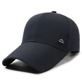 Dark blue breathable mesh baseball cap with silver mountain logo and laser-cut vents - Navy Blue