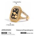 Detailansicht des 18k Gold Titanstahlrings mit Himmelsplanetenmotiven und Strasssteinen - Stern Mond Planet Stil (JDR0205002)