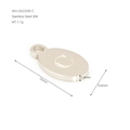 Polished 304 stainless steel oval letter C charm pendant with size measurements - Letter C(ZA2254S-C) / Pendant Only / Silver