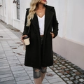 Cardigan lungo in maglia peluche verde scuro con cappuccio per un look casual outdoor - S / Nero