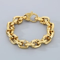 Pulsera de eslabones de clavos punk con acabado en oro pulido y cierre grabado - Pulsera 20CM / Dorado