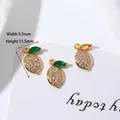 18K gold-plated lemon pendant with white zircon and green marquise stone for DIY jewelry - Style 19 Olive
