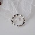 Irregular wavy S925 sterling silver open ring in polished silver for women - Adjustable Open / Silver