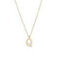 Elegant gold titanium steel necklace featuring a micro-pave zircon letter Q pendant - Gold-Q