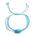Bohemian blue beaded bracelet with adjustable woven cord closure and glass seed beads - Woven Knot Style (MG-B24092002A) / Sky Blue