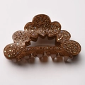 Pince à cheveux marron en forme de croissant avec strass brillants et dents solides - Café Foncé