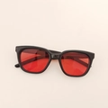 Kids trendy square sunglasses with a sleek black frame and vibrant red lenses - Black Red