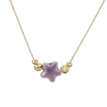 Golden bead necklace featuring a matte purple ceramic star pendant for women - Copper and Purple Star