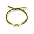 Bracciale in corda verde militare evil eye con zirconi e chiusura scorrevole dorata - Corda Verde Militare Evil Eye (Stile 1)