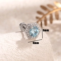 Orecchino geometrico esagonale con zircone blu chiaro da 9mm e finitura argento - Blu Mare Chiaro (1 Pezzo)