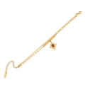 Double-layered gold stainless steel bracelet with brown tiger eye stone pendant - Round Pendant Style (3#)