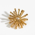 Golden sunburst geometric flower brooch with polished stainless steel finish for women - Golden Radiating Shape (KX001) / Gold