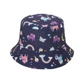 Chapeau bob bleu marine pour enfants avec motifs licorne et arc-en-ciel sur blanc - 58cm / Bleu marine