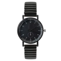 Minimalist black quartz watch for women with Arabic numerals and flexible stretch band - Black