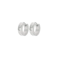 Orecchini a cerchio in acciaio al titanio argento con zircone bianco per un look minimalista - Piccolo Tondo con Singolo Zircone (KE109368-XY) / Argento