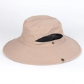 Beige wide brim fishing hat with breathable black mesh side vents for sun protection - Adjustable / Khaki (Black Mesh)