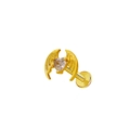Gold wing ear stud featuring a heart crystal stone for piercing jewelry decoration - Gold Wing Heart