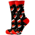 Festive Christmas mid-calf cotton socks featuring red Santa hats and snowflake patterns - 37-44 / Christmas Hat