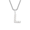 Silver titanium steel box chain necklace with pearl-inlaid letter L initial pendant - L-Steel Color