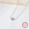 Collana in argento sterling 925 con pendente occhio greco e cristalli brillanti - Argento 925 / KN23064/Zirconia Bianca Verde Malocchio