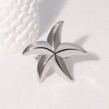 Minimalistischer silberner Seestern Ring aus Edelstahl mit poliertem Metallglanz - Stahlfarbe