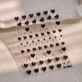 Adesivi per unghie con cuori neri olografici e stelle stile M-984 decorazione - M984 Stampa in Argento e Stile Gelatina