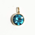 Runder 6mm vergoldeter Geburtsstein-Anhänger mit blauem Kristall für DIY-Schmuck - Gold - März