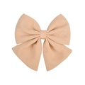 Lazo grande de satén y gasa beige para el pelo estilo universitario con pinza de pato - Beige (11)
