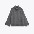 Maglione grigio scuro a collo alto ampio con maniche raglan e dettaglio cucitura centrale - S / Grigio