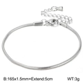 Polished silver stainless steel snake chain bracelet with adjustable lobster clasp - 1.5mm (KB147329-Z)