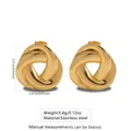 Golden intertwined triangle stainless steel stud earrings with high polish finish - Intertwined Triangle (FYD6198)