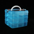 Scatola portaoggetti a 3 strati in plastica blu con 18 scomparti e manico bianco - Piccolo 3 Strati 18 Griglie / Blu