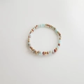 Retro beaded bracelet with light blue and red-brown natural stones and a gold bead accent - Shoushan Stone Bracelet 4MM