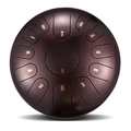 Deep brown steel tongue drum with granular texture and golden numbered scales - Bronze - Maple Leaf (12 Inch 13 Notes)