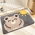 Absorbent cartoon bathroom mat featuring a brown bear and sun in plush finish - 40*60cm / Sun Bear Cartoon