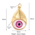 Rosafarbener Evil-Eye-Anhänger mit Goldrahmen und Maßen von 28 mm x 16 mm - M86-B2 Auge Tropfen-Stil / Rosa