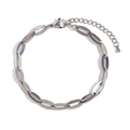 Minimalistisches Edelstahl-Büroklammer-Armband in Silber mit Karabinerverschluss und Kette - Einfaches Lippenketten-Fußkettchen / Stahlfarbe