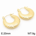 Chic 18k gold plated stainless steel U-shaped hoop earrings with textured spiral finish - Diagonal Texture Style (KE112417-KFC)
