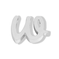 Polished silver stainless steel letter W charm in cursive font for jewelry making - Lowercase w / Steel