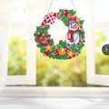 DIY Christmas snowman diamond painting wreath with hanging chain for holiday wall decor - DZ675-Scarf Snowman Wreath