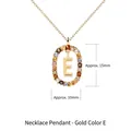 Gold letter E necklace pendant with multicolor crystals, size 15mm by 10mm - Gold Letter E