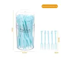 50-piece light blue plastic fruit forks set with storage container for desserts - Bottle Pack/50Pcs / Blue