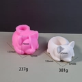 Detail view of cute dog silicone mold with dimensions for succulent pots and candles - Corgi Mold