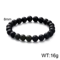 8mm matte black agate and green jasper beaded bracelet with 16g weight and elastic rope - Frosted Black Agate + Moss Agate (KB109639-Z)