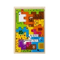 Kleurrijke houten dierenpuzzel voor peuters met safari-vormen en houten speelblokken - Dieren Tetris-stijl