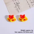Christmas DIY resin flatback bell accessory with red bow for festive crafts, 20x25mm - Christmas Bell Style 2