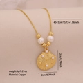 Exquisite gold-plated copper necklace featuring a shell pendant with pearl and golden beads - 3# Scallop Style (3#扇贝)