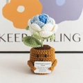 Planta tejida a mano con tarjeta de apoyo emocional para decoración de mesa - Rosa - Degradado Azul