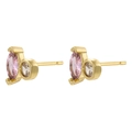 Chic gold-plated studs featuring pink marquise cut crystal and clear round stones - Gold Pink Zirconia