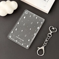 Clear glitter acrylic photocard holder with white rain pattern and silver heart keychain - Raindrop Style